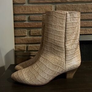 Miista Beige Croc Leather Boots